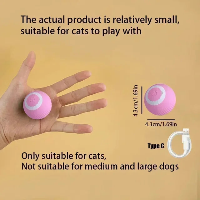 Cat Interactive Ball Toy Automatic Rolling Ball Faux Tail Rechargeable Smart Pet Electric Toy Dog Cat Training Imitate Mouse